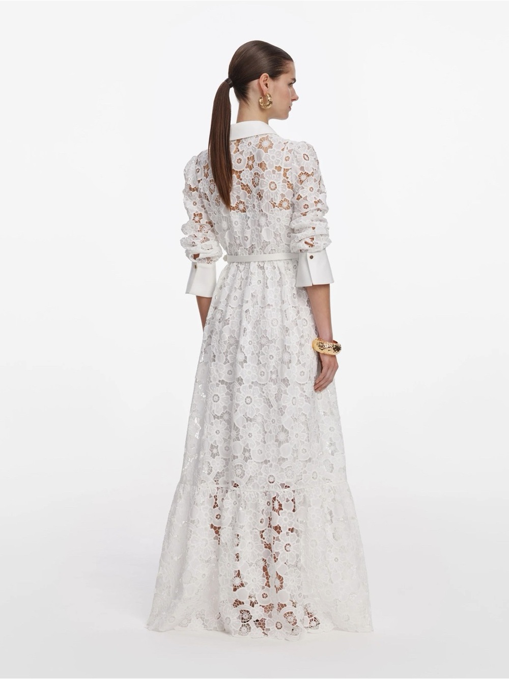 NWOT Self-Portrait White Lace Button-Front Maxi Dress, Size US 0/2/4/6/8 - Picture 3 of 8